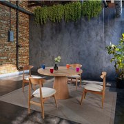 Τραπεζαρία Albero (Σετ 5Τμχ) 117FRF1240 120x120x75cm Natural 4 Θέσεων Ξύλο,Ύφασμα