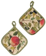 Πιάστρες Κουζίνας Cameo (Σετ 2τμχ) Green-Red Kentia 20x20cm Βαμβάκι-Πολυέστερ