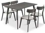 Tραπεζαρία Benson - Toto pakoworld σετ 5τμχ rustic grey - ύφασμα γκρι 120x75x75εκ