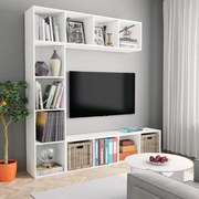 vidaXL Έπιπλο TV / Βιβλιοθήκη Σετ 3 τεμ. Λευκό 180 x 30 x 180 εκ.