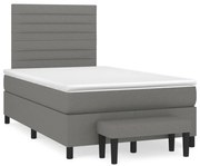 ΚΡΕΒΑΤΙ BOXSPRING ΜΕ ΣΤΡΩΜΑ ΣΚΟΥΡΟ ΓΚΡΙ 120X190 ΕΚ ΥΦΑΣΜΑΤΙΝΟ 3270363