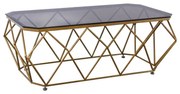 WOODWELL ΕΜ523,2ACTON Τραπεζάκι Σαλονιού Καθιστικού, Μέταλλο Βαφή Χρυσό Γυαλί Tea Colour Tempered 136x71x45cm (Top 121x61cm) ΕΜ523,2