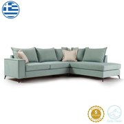 Γωνιακός καναπές αριστερή γωνία Romantic pakoworld ύφασμα ciel-cream 290x235x95εκ 168-000005