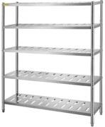 VEVOR Storage Shelf, 5-Tier Storage Shelving Unit, Stainless Steel Garage Shelf, 59.1 x 17.7 x 70.9 inch Heavy Duty Storage Shelving, 661 Lbs Total Capacity with Adjustable Height and Vent Holes