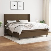 Κρεβάτι Boxspring με Στρώμα Σκούρο Καφέ 180x200 εκ Υφασμάτινο - Καφέ