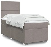 Κρεβάτι Boxspring με Στρώμα Taupe 90x200 εκ. Υφασμάτινο - Μπεζ-Γκρι