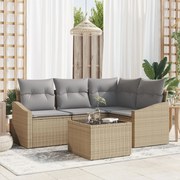 vidaXL Σετ 5 Τεμαχίων Καναπέ Κήπου με Μαξιλάρες Μαύρο Πολυ Ρατάν