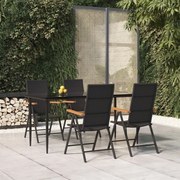 vidaXL Σετ Τραπεζαρίας Κήπου 5 Τεμαχίων Μαύρο/Καφέ από Συνθετικό Ρατάν
