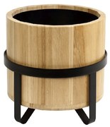 Σαμπανιέρα Με Βάση Ξύλινη-Μεταλλική Natural-Μαύρο 28x27,5εκ. ESPIEL AST860