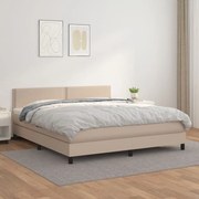 Κρεβάτι Boxspring με Στρώμα Καπουτσίνο 160x200εκ.από Συνθ.Δέρμα - Καφέ