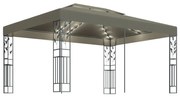 Κιόσκι με Διπλή Οροφή και Φωτάκια LED Taupe 3 x 4 μ. 3070313