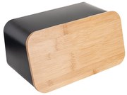 Ψωμιέρα Μεταλλική Μαύρη με Καπάκι 34,5x19x17cm Estia Home Art Bamboo Essentials 01-12861