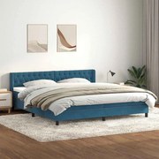 vidaXL Κρεβάτι Boxspring με Στρώμα Σκούρο Μπλε 200x220 εκ. Βελούδινο