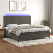 ΚΡΕΒΑΤΙ BOXSPRING ΜΕ ΣΤΡΩΜΑ &amp; LED ΣΚ. ΓΚΡΙ 200X200ΕΚ. ΒΕΛΟΥΔΙΝΟ 3136024