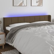 Κεφαλάρι Κρεβατιού LED Σκούρο Καφέ 203x16x78/88 εκ. Υφασμάτινο 3123261