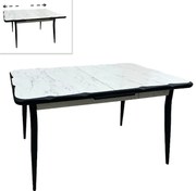 Τραπέζι Karen Megapap επεκτεινόμενο χρώμα λευκό εφέ μαρμάρου - μαύρο 130/160x80x75εκ.