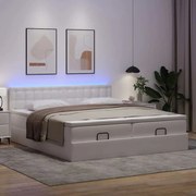 Οθωμανικό κρεβάτι με στρώματα&amp;LEDs Λευκό 200x200cm Faux Leather 3312811
