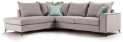 Γωνιακός καναπές δεξιά γωνία Romantic pakoworld ύφασμα elephant-ciel 290x235x95εκ