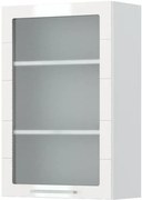 Ντουλάπι κρεμαστό Hudson V9-60-1KS με βιτρίνα-Λευκό - Λευκό γυαλιστερό
