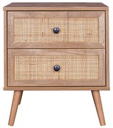 Κομοδίνο Oslo sonoma 50x39x55εκ Υλικό: CLIPBOARD WITH PAPER WOOD - PP RATTAN - WOOD 086-000002