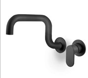 Armando Vicario Laundry 400747 Black Matt Μπαταρία Κουζίνας Τοίχου Με Υψηλό Περιστρεφόμενο Ρουξούνι