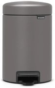 Κάδος απορριμμάτων με πεντάλ Brabantia NewIcon 1001096, 3 L, Ομαλό κλείσιμο, Αντιολισθητική βάση, Ορυκτή επίστρωση, Γκρι