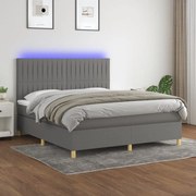 ΚΡΕΒΑΤΙ BOXSPRING ΜΕ ΣΤΡΩΜΑ &amp; LED ΣΚ.ΓΚΡΙ 160X200 ΕΚ ΥΦΑΣΜΑΤΙΝΟ 3135606