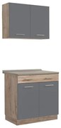 Σύνθεση Κουζίνα Dalila 80 Γκρί Δρύς - Γκρί  80x51,5x206,5 εκ. 80x51.5x206.5 εκ.