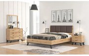 Savvidis Furniture  Σετ Κρεβατοκάμαρας 5τμχ (κρεβάτι για στρώμα 150x200, 2 κομοδίνα, τουαλέτα και καθρέφτης) N69 Καφέ Τεχνόδερμα /Μελί Μελαμίνη BEST-8080277