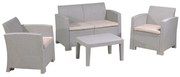 SAVANNA Set Σαλόνι Κήπου Βεράντας K/D, PP-UV Sand Grey Μαξιλάρια Μπεζ Table+Sofa 2Seater+2 Armchairs