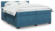 vidaXL Κρεβάτι Boxspring με Στρώμα Μπλε 200x200 εκ. Βελούδινο