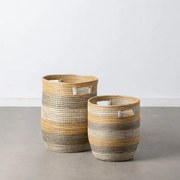 Καλάθια από φυσική ίνα σε φυσικό - γκρι 38 x 38 x 50εκ.