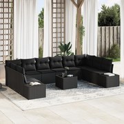 vidaXL Σετ Καναπέ 11 Τεμαχίων Κήπου με Μαξιλάρια Μπεζ Πολυ Ρατάν