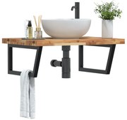 Ράφι Νιπτήρα Τοίχου από Ατσάλι / Μασίφ Ξύλο Ακακίας