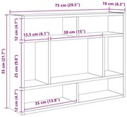 vidaXL Ραφιέρα Τοίχου Καπνιστή Δρυς 75 x 16 x 55 εκ. από Επεξεργ. Ξύλο