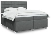 Κρεβάτι Boxspring με Στρώμα Σκούρο Γκρι 200x200 εκ. Υφασμάτινο