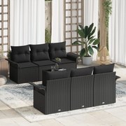 vidaXL Σετ Καναπέ Κήπου με Μαξιλάρια Μαύρο Πολυ Ρατάν