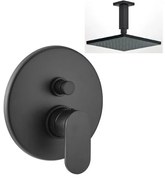 Armando Vicario Slim Black Matt Μίκτης Εντ. 2 Εξ. με Εκτροπέα+Ανακλινόμενη Κεφαλή Square 20x20εκ+Μπράτσο Οροφής