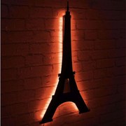 Διακοσμητικό Τοίχου Με Φως Led Eiffel Tower 395NGR1872 32x69cm Red-Black Wallity Mdf
