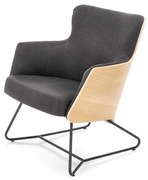 CHILLOUT leisure armchair dark grey / natural oak, legs - black DIOMMI V-PL-CHILLOUT-FOT-C.POPIEL/DĄB NAT.