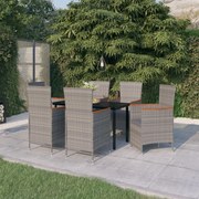 vidaXL Σετ Τραπεζαρίας Κήπου 7 Τεμαχίων Γκρι με Μαξιλάρια
