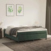 Κρεβάτι Boxspring με Στρώμα Σκούρο Πράσινο 160x200εκ. Βελούδινο