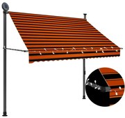 Τέντα Συρόμενη Χειροκίνητη με LED Πορτοκαλί / Καφέ 200 εκ. - Πολύχρωμο