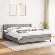 Κρεβάτι Boxspring με Στρώμα Ανοιχτό Γκρι 180x200 εκ. Υφασμάτινο - Γκρι