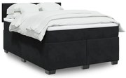 vidaXL Κρεβάτι Boxspring με Στρώμα Μαύρο 140x190 εκ. Βελούδινο