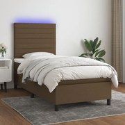 ΚΡΕΒΑΤΙ BOXSPRING ΜΕ ΣΤΡΩΜΑ &amp; LED ΣΚ.ΚΑΦΕ 100X200 ΕΚ ΥΦΑΣΜΑΤΙΝΟ 3134936