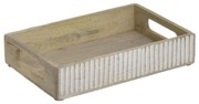 Inart Δίσκος Ξύλινος 31x20x6cm Φυσικό Μπεζ-Λευκό 3-70-803-0097