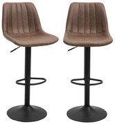 HOMCOM Σετ 2 τεμαχίων Σκαμπό Μπαρ σε Ρετρό Σχέδιο, με Υποπόδιο, Ρυθμιζόμενο Ύψος, Ανυψωτικό Αερίου, Καφέ + Μαύρο