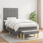 Κρεβάτι Boxspring με Στρώμα Σκούρο Γκρι 80x200 εκ. Υφασμάτινο