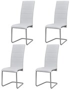vidaXL Καρέκλες Τραπεζαρίας «Πρόβολος» 4 τεμ. Λευκές Συνθετικό Δέρμα